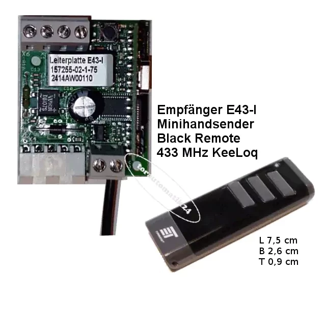 Empfänger E43-I, Black Remote Handsender 433MHz Novoferm tormatic